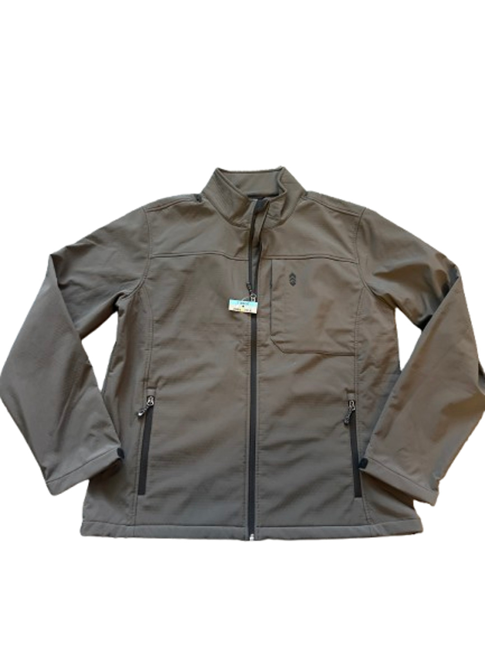 NWT Free Country Mens Olive 4-Way Stretch Super Softshell Zip 3-Layer Jacket L